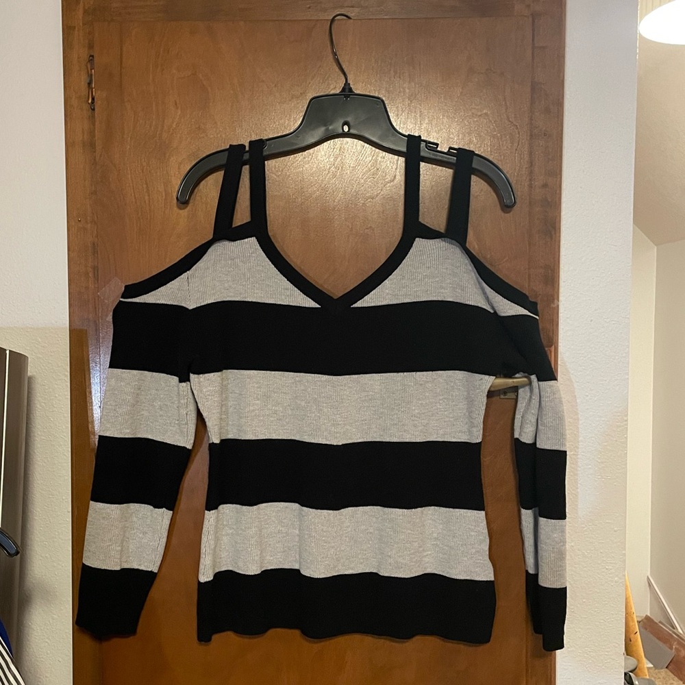 Striped Black and Gray Women's Sweater